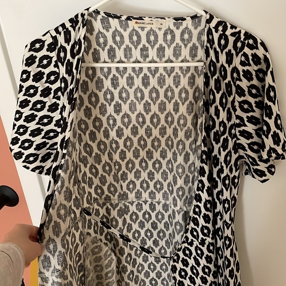 NEW Marine Layer Emlyn Wrap Midi Dress M Medium in black and white - Picture 9 of 11